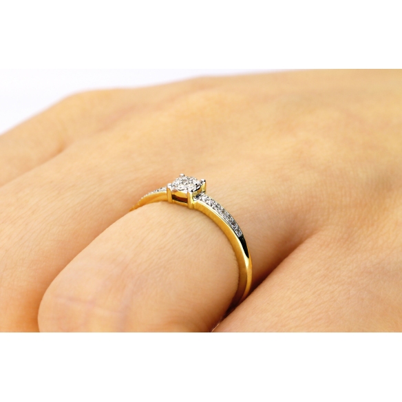 Pierścionek Złoty Z Brylantami 0,08ct RSMR2870Y