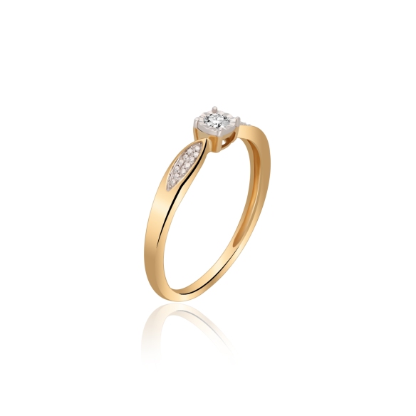 Pierścionek Złoty Z Brylantem 0,08ct RSJR20490Y