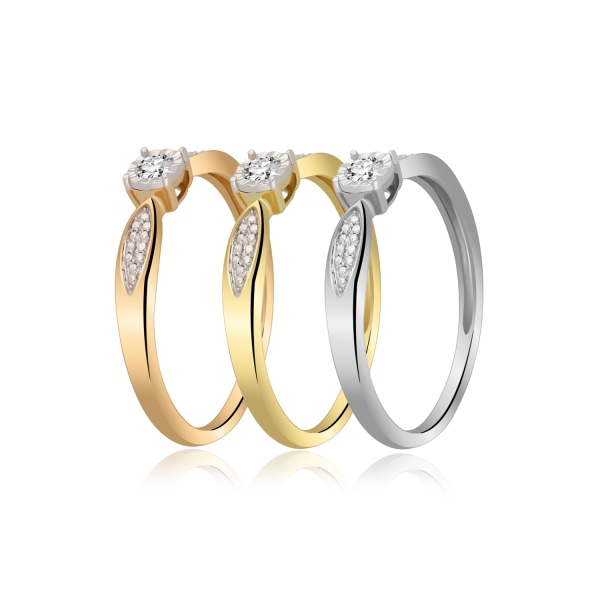 Pierścionek Złoty Z Brylantem 0,08ct RSJR20490Y