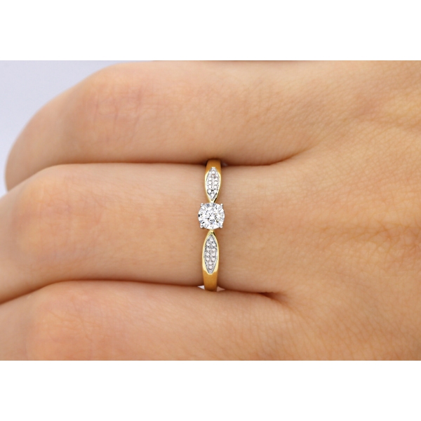 Pierścionek Złoty Z Brylantem 0,08ct RSJR20490Y