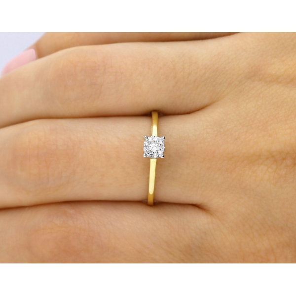 Pierścionek Złoty Z Brylantami 0,09ct RSJR14318Y