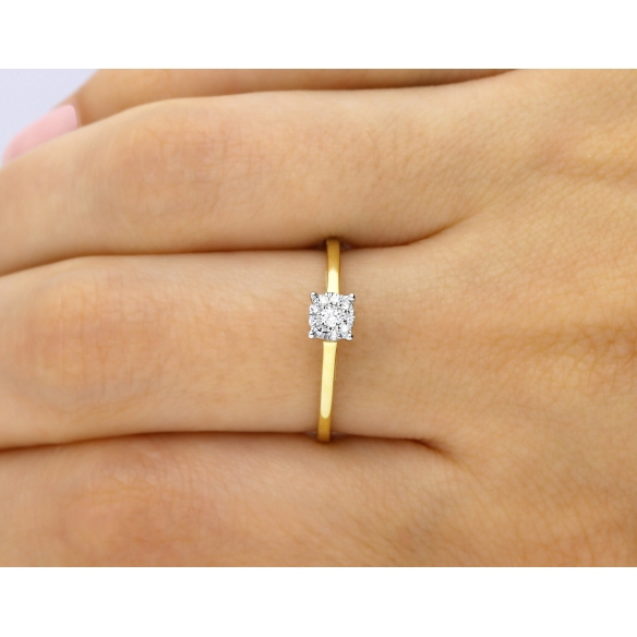 Pierścionek Złoty Z Brylantami 0,09ct RSJR14318Y