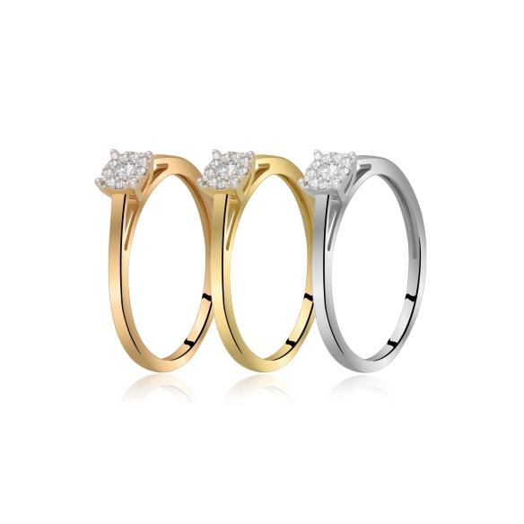 Pierścionek Złoty Z Brylantami 0,09ct RSJR14318Y