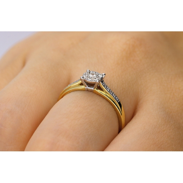 Wysyłka 24h Pierścionek Złoty Z Brylantami 0,19ct RS0202