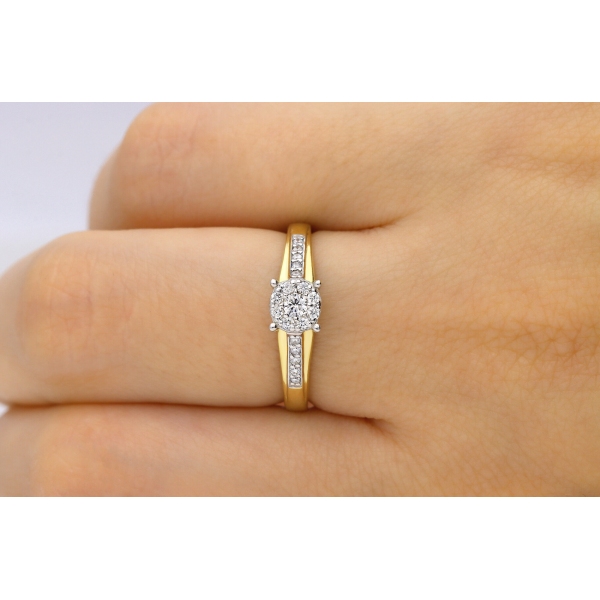 Wysyłka 24h Pierścionek Złoty Z Brylantami 0,19ct RS0202