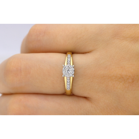 Wysyłka 24h Pierścionek Złoty Z Brylantami 0,19ct RS0202