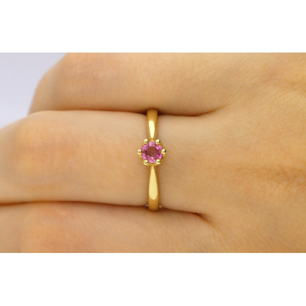 Złoty Pierścionek Z Szafirem I Brylantami RS0414