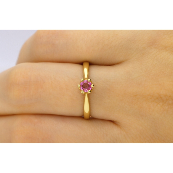 Złoty Pierścionek Z Szafirem I Brylantami RS0414