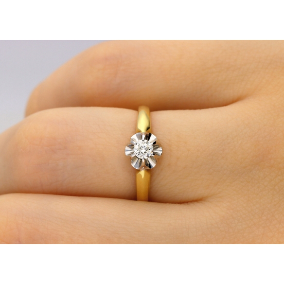 Pierścionek Złoty Z Brylantem 0,15ct RS0157