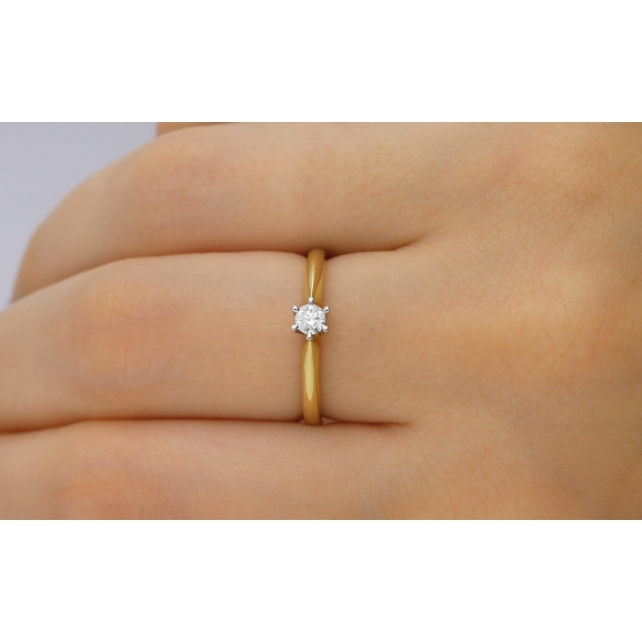 Pierścionek Złoty Z Brylantem 0,15ct RS0491