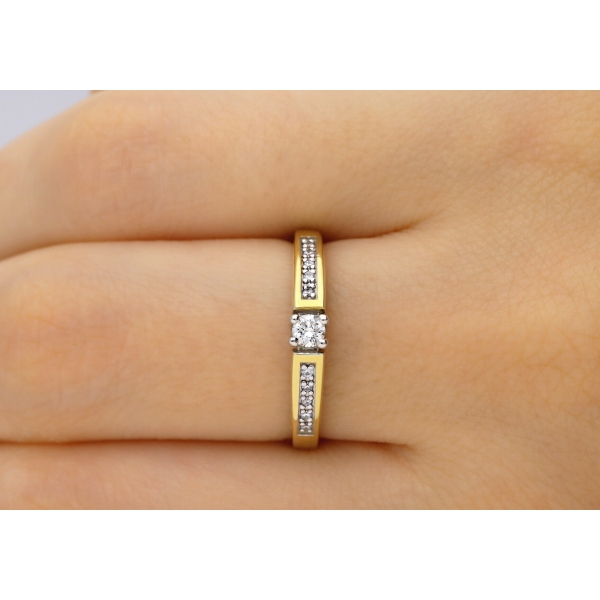 Pierścionek Złoty Z Brylantami 0,15ct RS0026