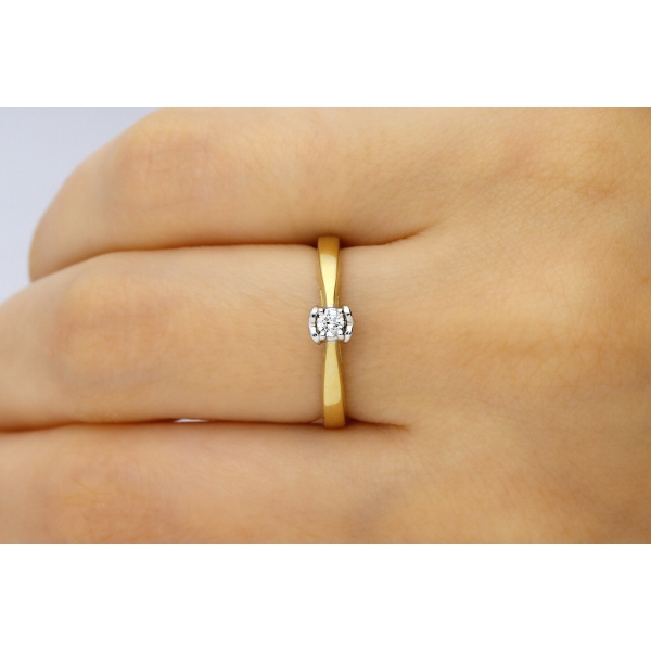 Pierścionek Złoty Z Brylantem 0,15ct RS0122