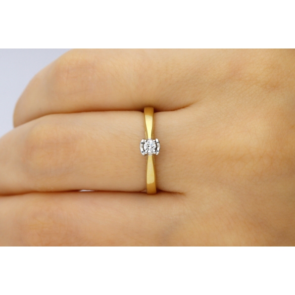 Pierścionek Złoty Z Brylantem 0,15ct RS0122