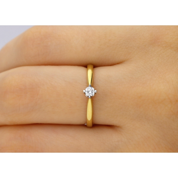 Pierścionek Złoty Z Brylantem 0,10ct RS0462