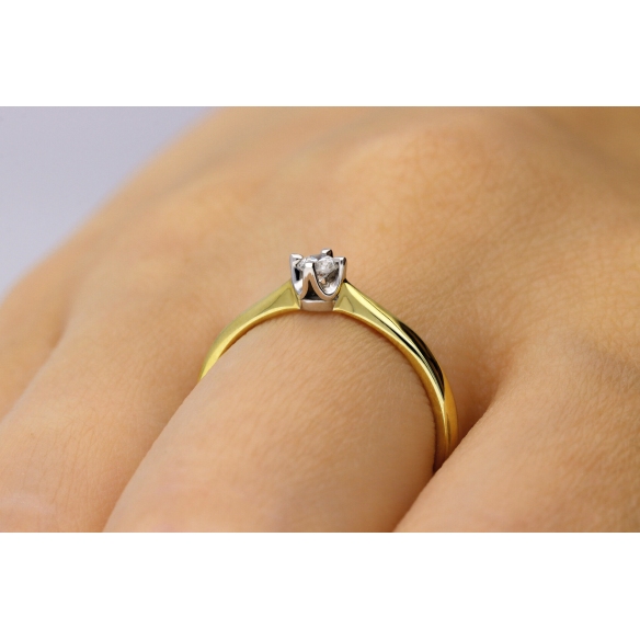 Pierścionek Złoty Z Brylantem 0,10ct RS0462