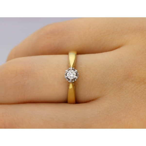 Pierścionek Złoty Z Brylantem 0,10ct RS0148