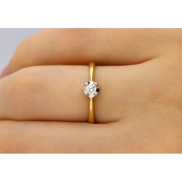 Pierścionek Zaręczynowy Z Brylantem 0,10 ct RS0207