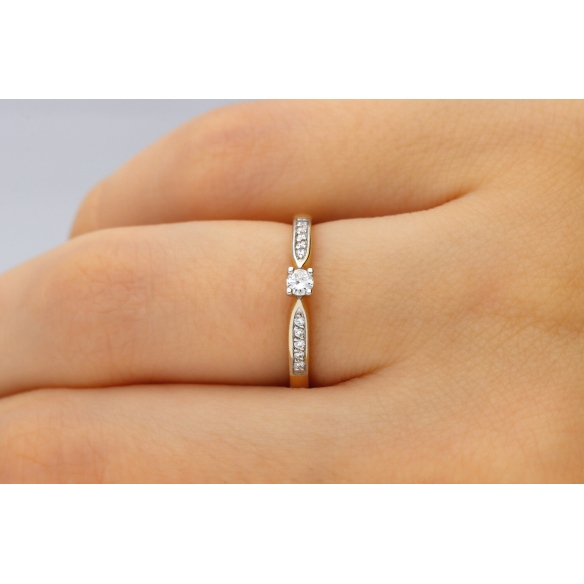 Pierścionek Złoty Z Brylantami 0,10ct RS0239