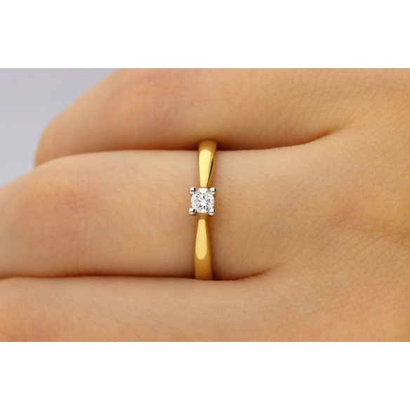 Pierścionek Złoty Z Brylantem 0,10ct RS0436