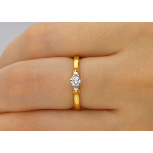 Pierścionek Złoty Z Brylantem 0,15ct RS0377