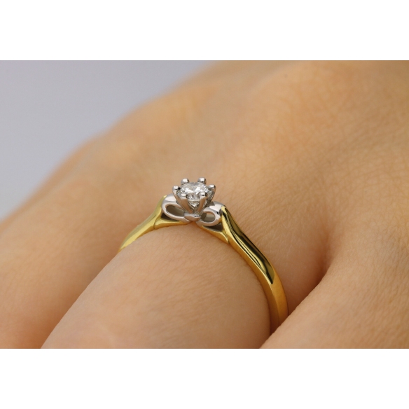 Pierścionek Złoty Z Brylantem 0,15ct RS0377