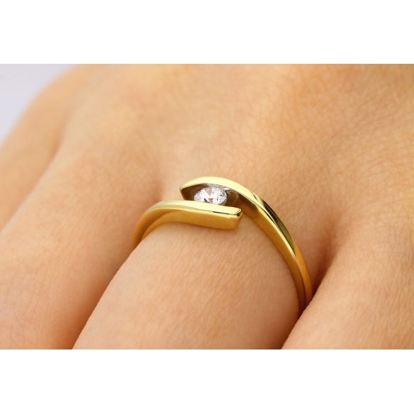 Pierścionek Złoty Z Brylantem 0,15ct RS0393