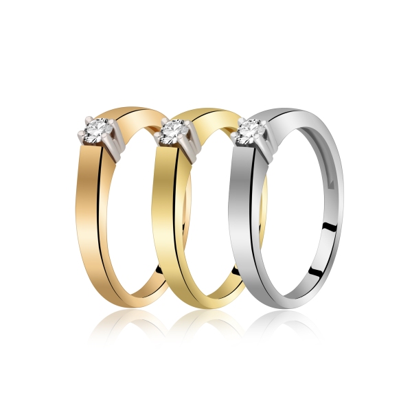 Pierścionek Złoty Z Brylantem 0,15ct RSR025