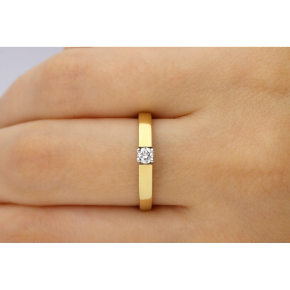 Pierścionek Złoty Z Brylantem 0,15ct RSR025