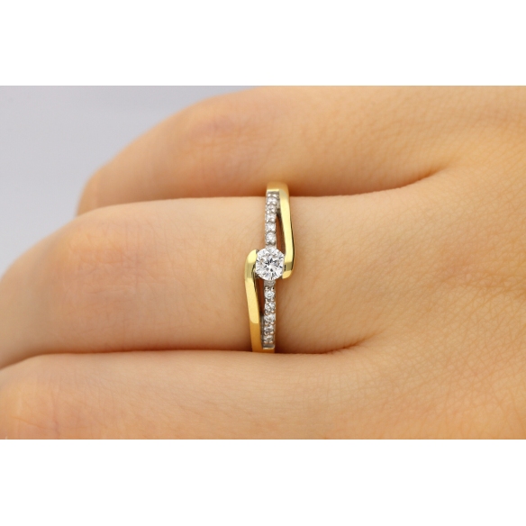 Pierścionek Złoty Z Brylantami 0,20ct RS0280