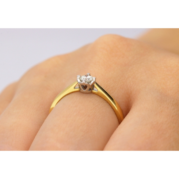 Pierścionek Złoty Z Brylantem 0,10ct RS0269