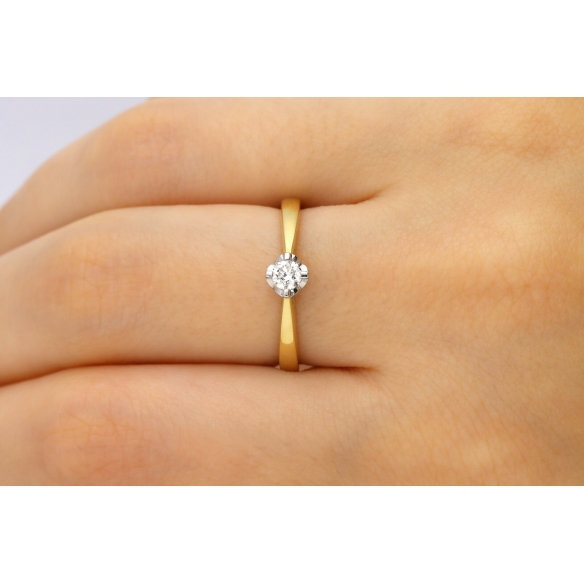 Pierścionek Złoty Z Brylantem 0,10ct RS0269