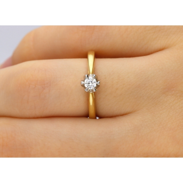 Pierścionek Złoty Z Brylantem 0,10ct RS0426