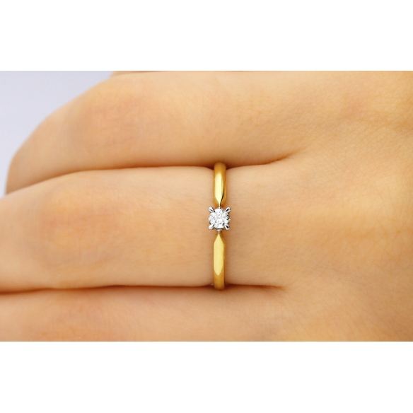 Pierścionek Złoty Z Brylantem 0,10ct RS0172