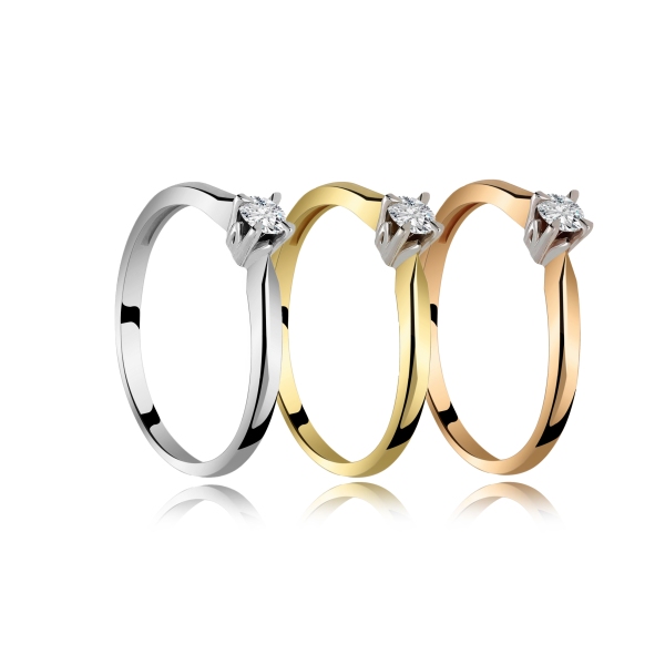 Pierścionek Złoty Z Brylantem 0,10ct RS0172