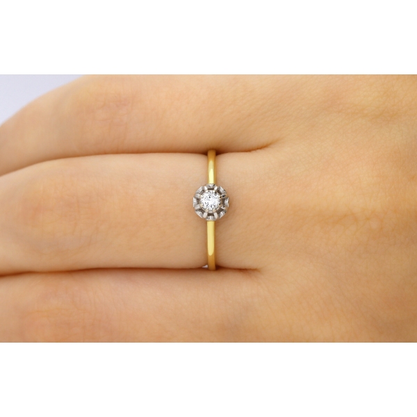 Pierścionek Złoty Z Brylantem 0,10ct RS0060