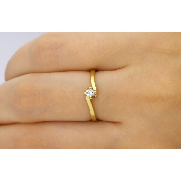 Pierścionek Złoty Z Brylantem 0,10ct RS0076