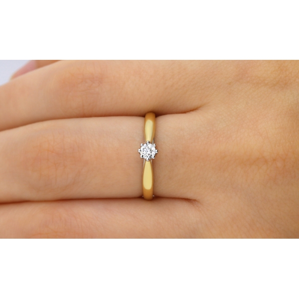 Pierścionek Złoty Z Brylantem 0,15ct RS0047