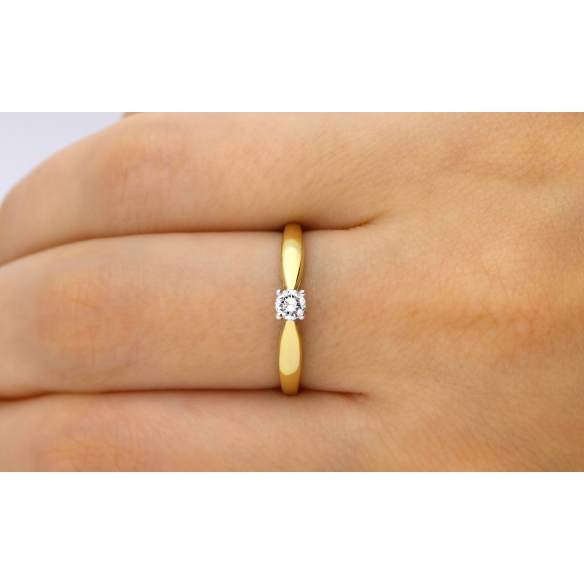 Pierścionek Złoty Z Brylantem 0,15ct RS0346