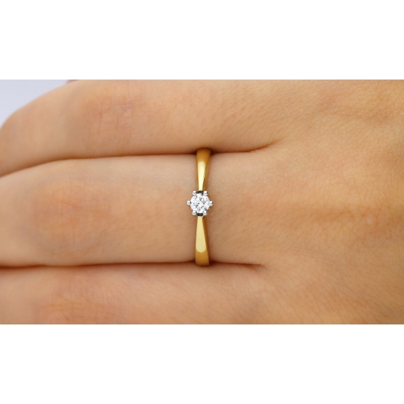 Pierścionek Złoty Z Brylantem 0,15ct RS0348
