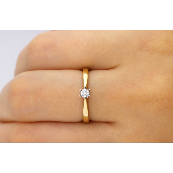 Pierścionek Złoty Z Brylantem 0,10ct RS0039