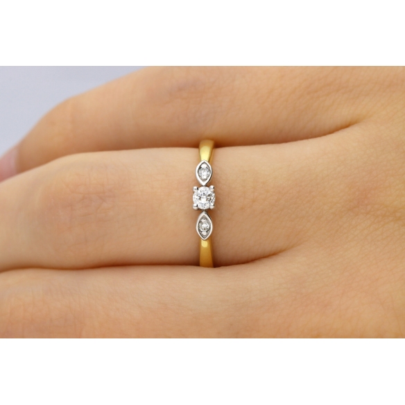 Pierścionek Złoty Z Brylantami 0,11ct RS0265