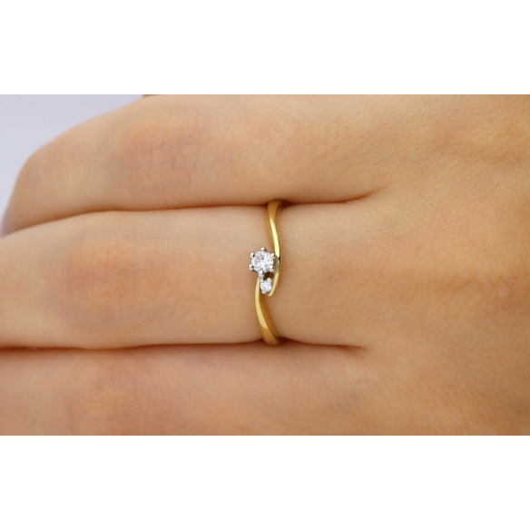 Pierścionek Złoty Z Brylantami 0,11ct RS0378