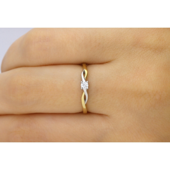 Pierścionek Złoty Z Brylantem 0,10ct RS0254