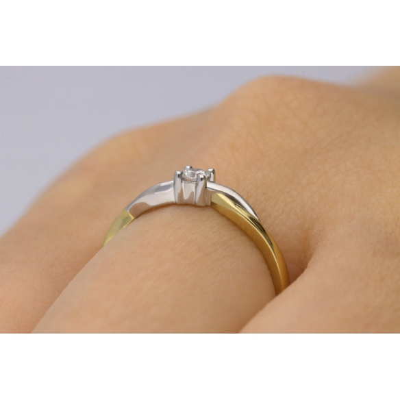 Pierścionek Złoty Z Brylantem 0,10ct RS0254