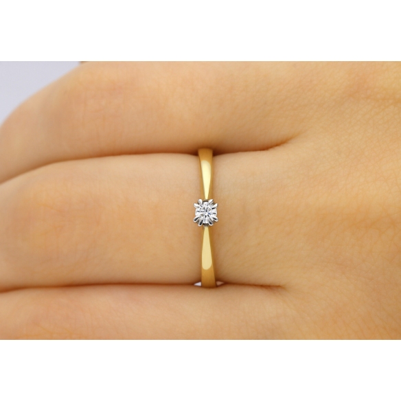 Złoty Pierścionek Z Brylantem 0,15ct RS0408