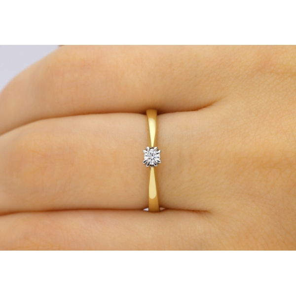 Pierścionek Złoty Z Brylantem 0,10ct RS0408