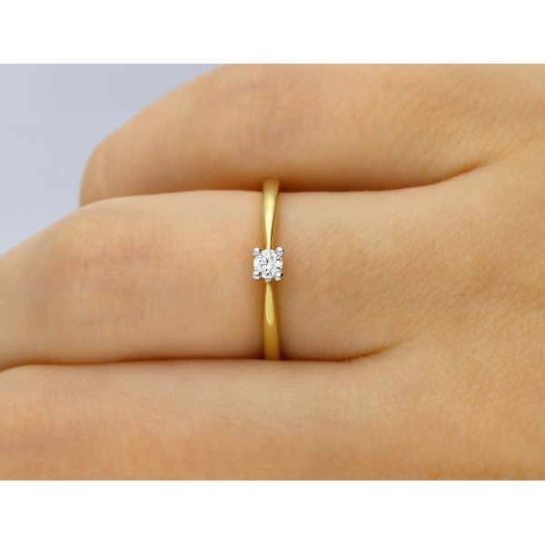 Pierścionek Złoty Z Brylantem 0,08ct RS0437