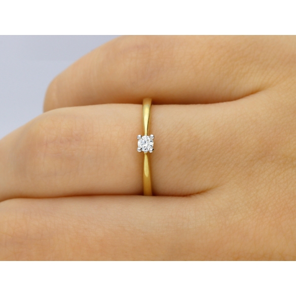 Pierścionek Złoty Z Brylantem 0,08ct RS0437