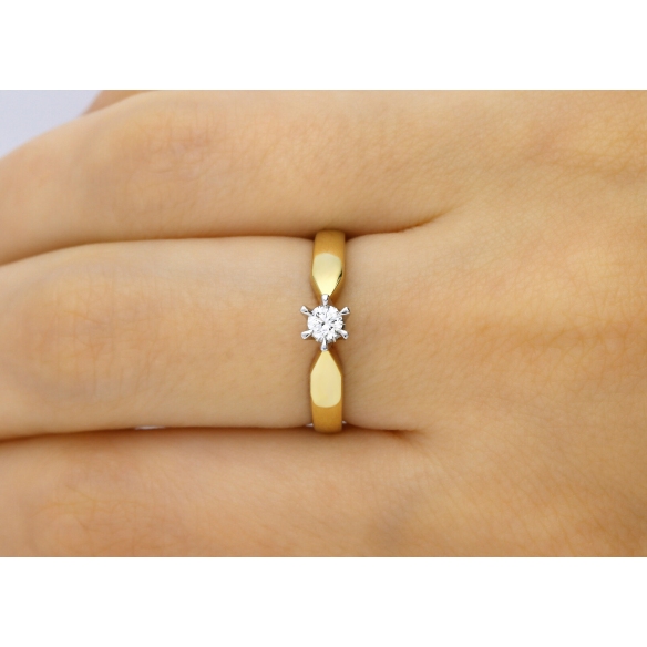 Pierścionek Złoty Z Brylantem 0,10ct RS0041