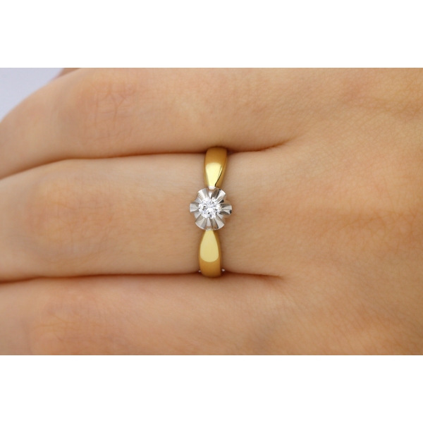Pierścionek Złoty Z Brylantem 0,15ct RS0180